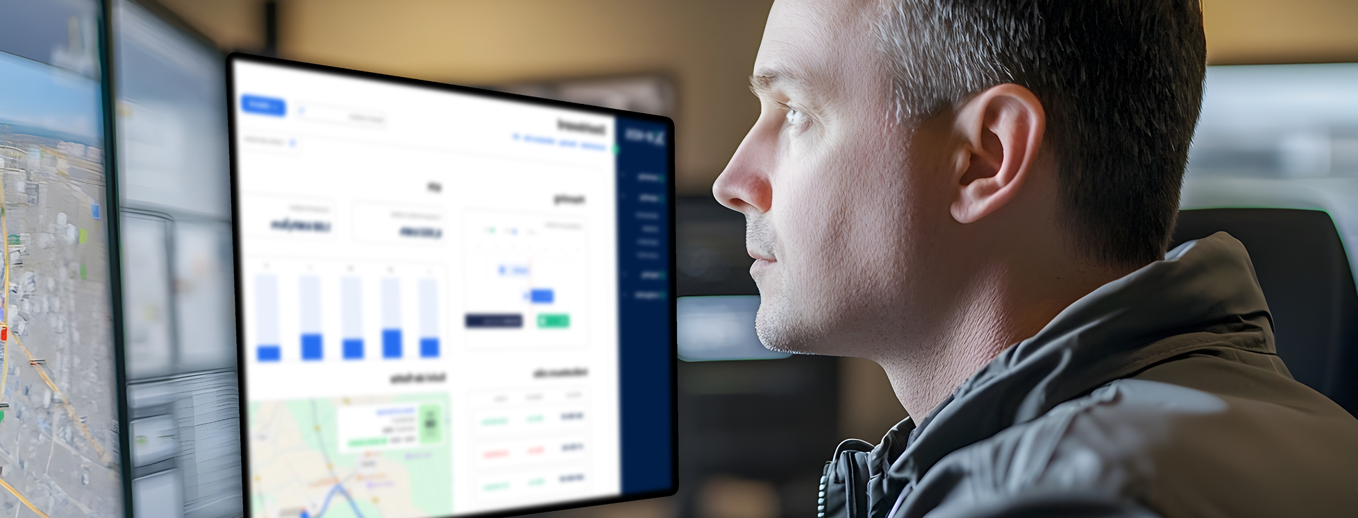 Opérateur supervisant sa flotte depuis la plateforme E-XOS